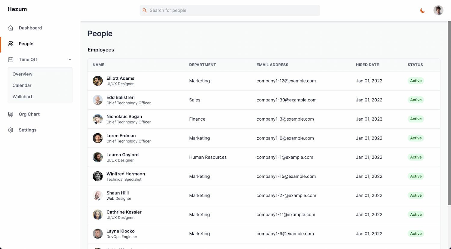 Hezum Workforce People Index Screenshot