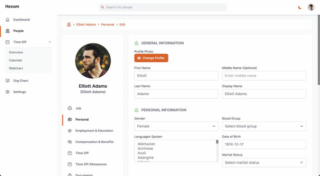 Hezum Workforce Profile Edit